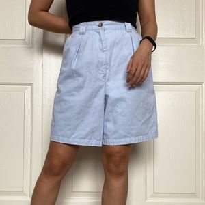 Baby Blue Highwaisted Wide Leg Mom Shorts